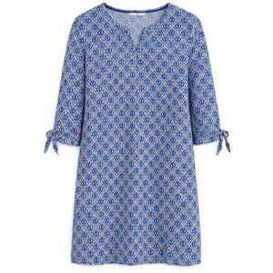 Stella Parker Blue Tropical Dress 3/4 Sleeve Resort Vacation Size S